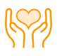 Hands holding a heart icon