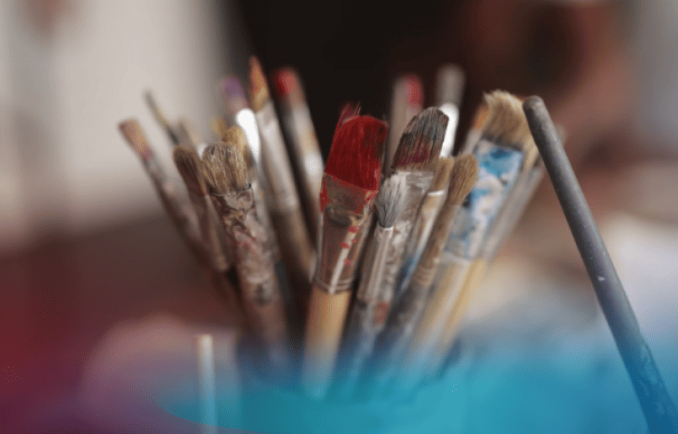 Cup of paint brushes