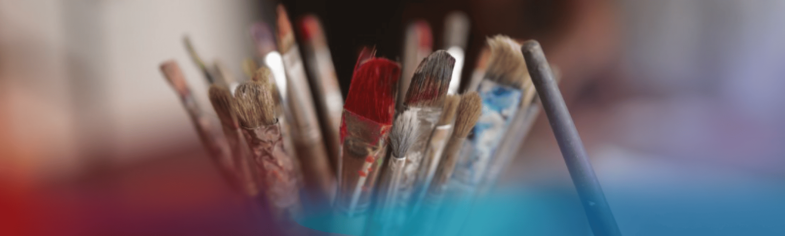 Cup of paint brushes