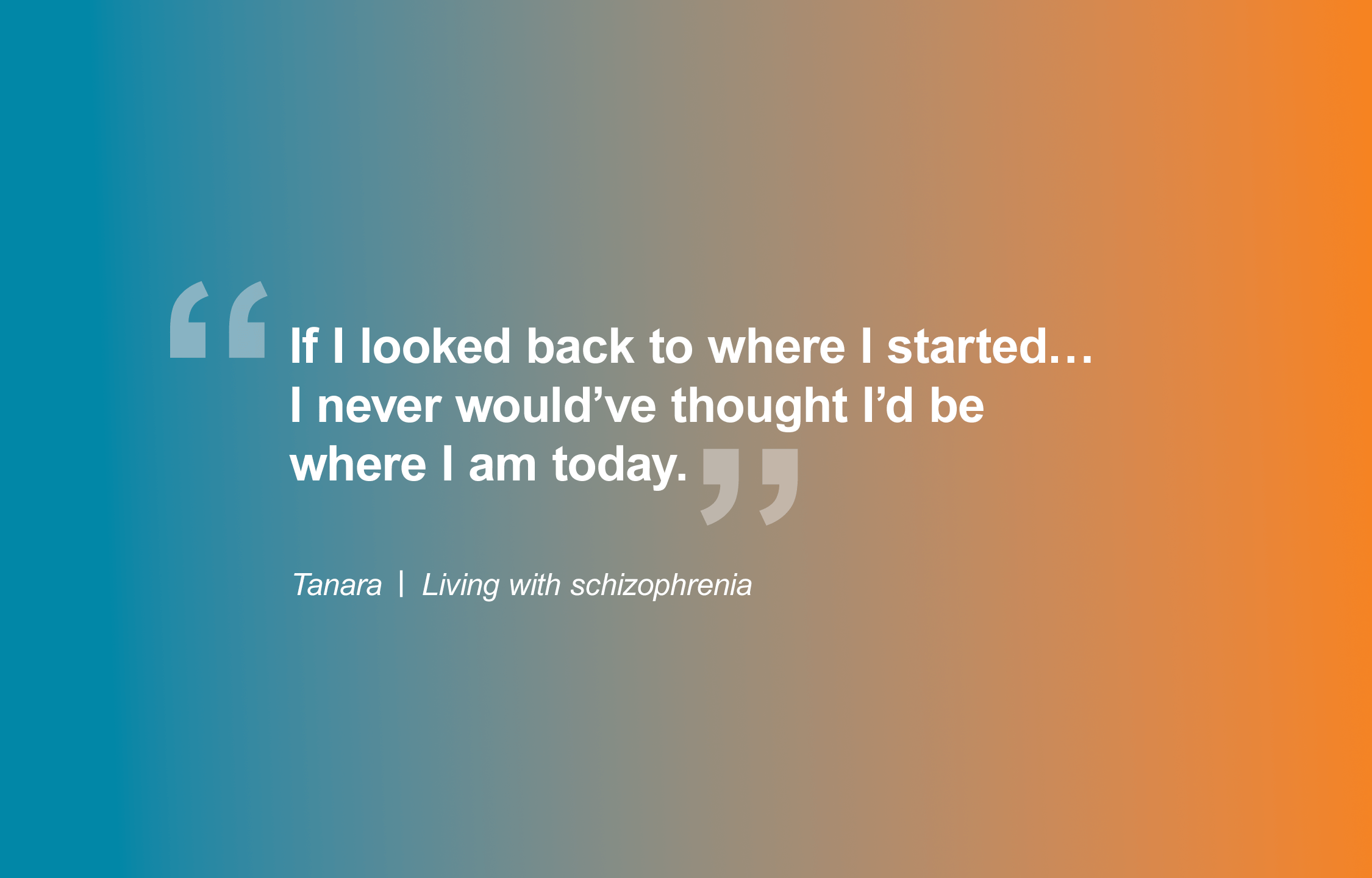 "If I looked back to where I started … I never would've thought I'd be where I am today" quote, banner